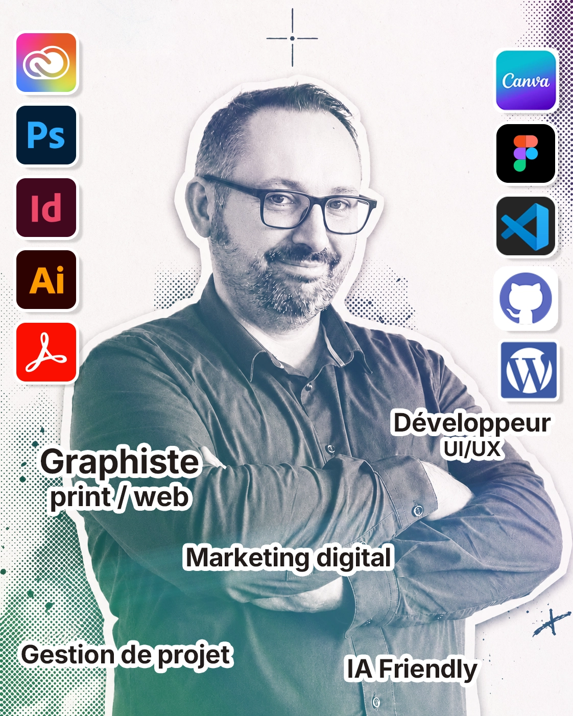 Portrait de Romain Desfonds, graphiste et développeur front-end
